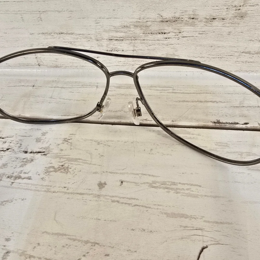 Vintage Aviator Eyeglasses Gunmetal Grey Metal Frame Double Bridge Clear Lens‎